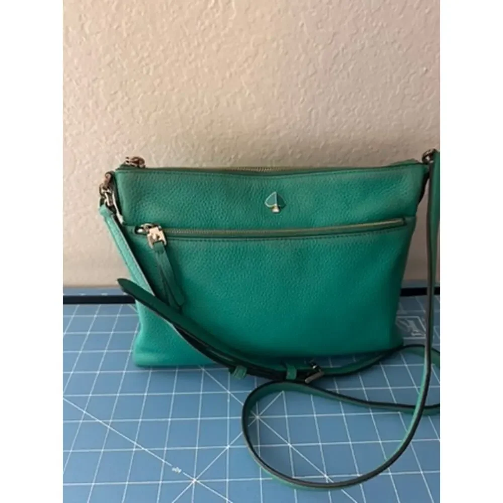 Kate Spade Love Shack Heart Shaped Crossbody Bag Saffiano Leather Teal Color